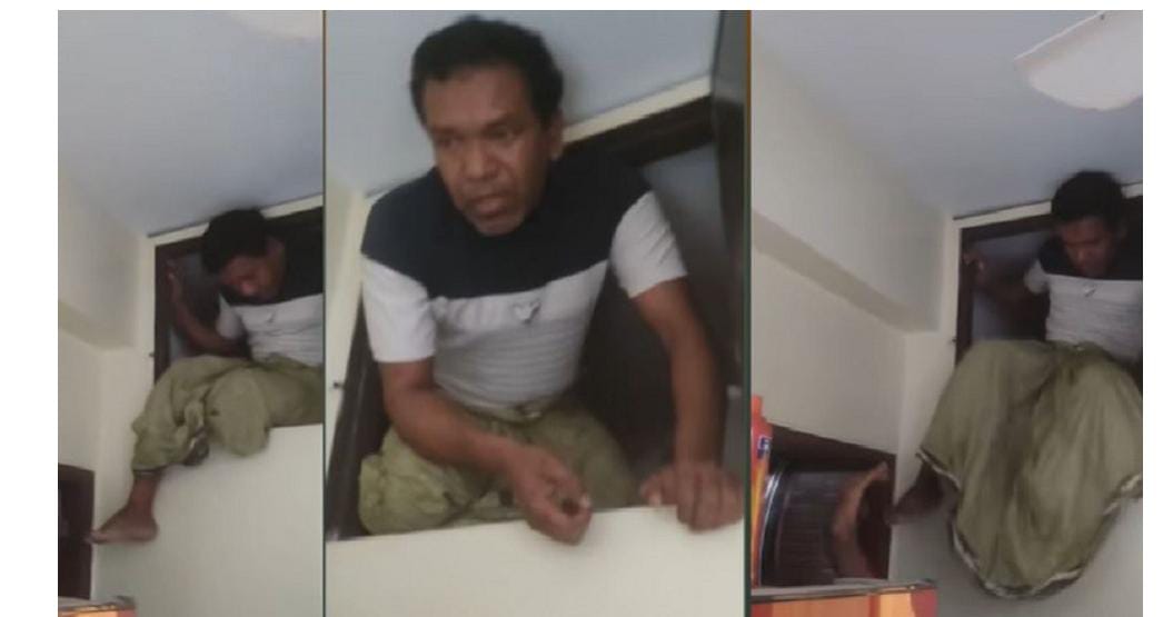 দরজার উপরে  গোপন ছাদে শব্দ শুনে  আটক করল  আওয়ামী লীগের নেতাকে।